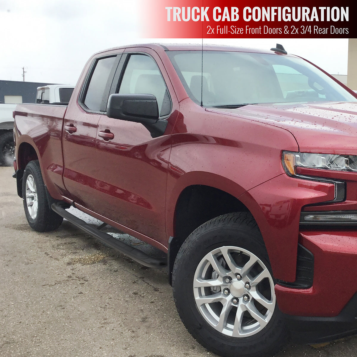 2019-2021 Chevrolet Silverado/GMC Sierra Double Cab 3" Black Stainless Steel Side Step Nerf Bars