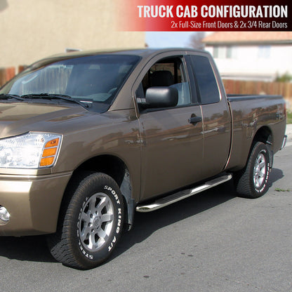 2004-2024 Nissan Titan King Extended Cab Chrome Stainless Steel Side Step Nerf Bars