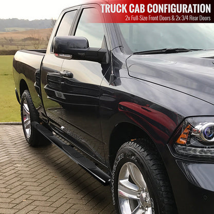 2009-2018 Dodge RAM 1500 / 2019-2021 Dodge RAM Classic Quad Cab 4" Black Stainless Steel Side Step Nerf Bars