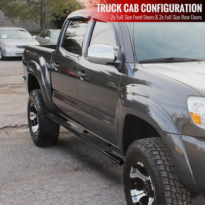 2005-2021 Toyota Tacoma Double (Crew) Cab 4" Black Stainless Steel Side Step Nerf Bars