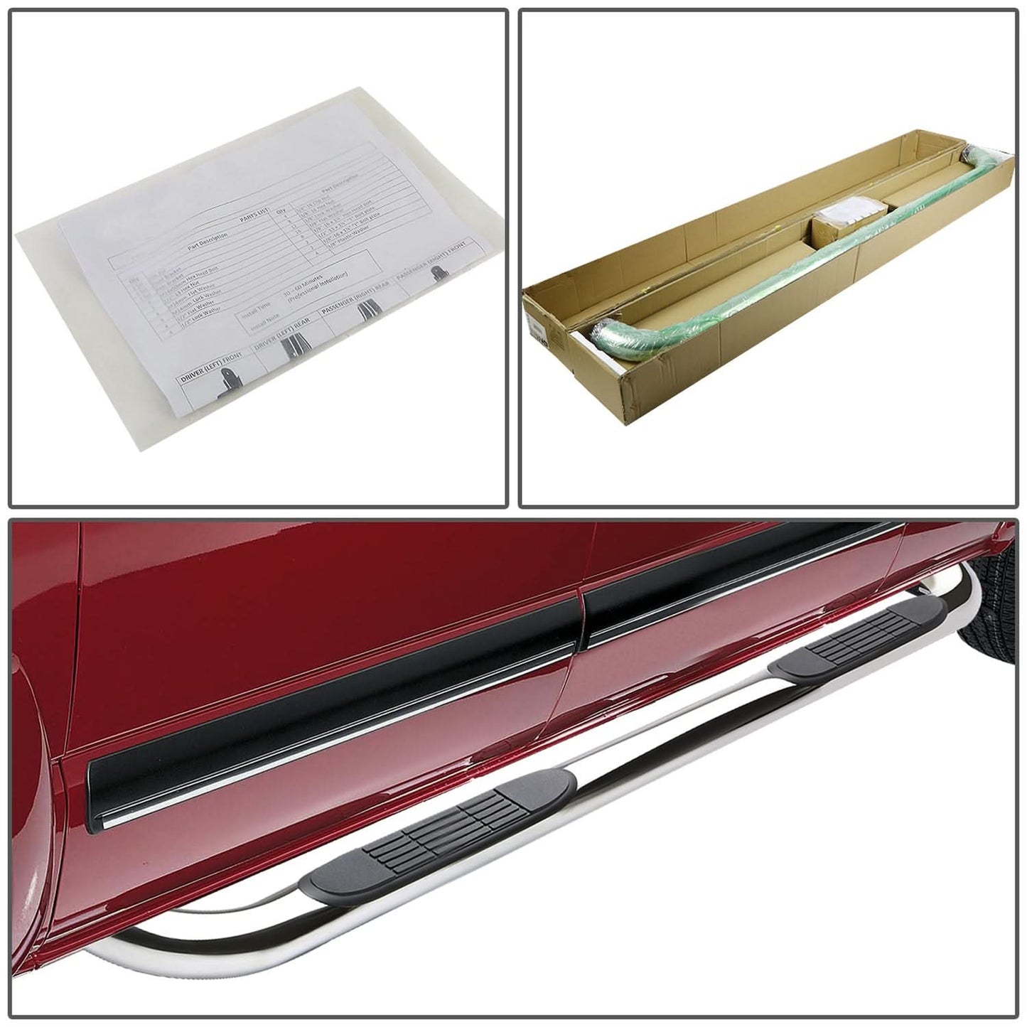 2009-2014 Ford F-150 Super Crew 3" Round Nerf Bars - Silver