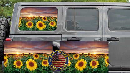 Sunflower field Rear quarter window see through graphic.