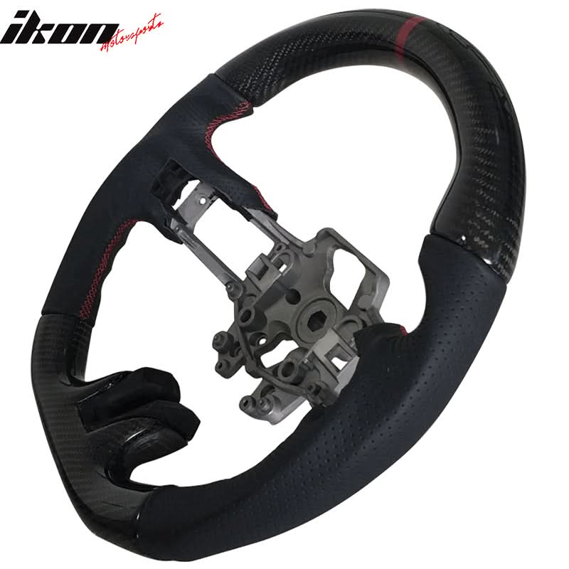 2015-2017 Mustang V4 Matte Steering Wheel Red Ring CF Real Leather