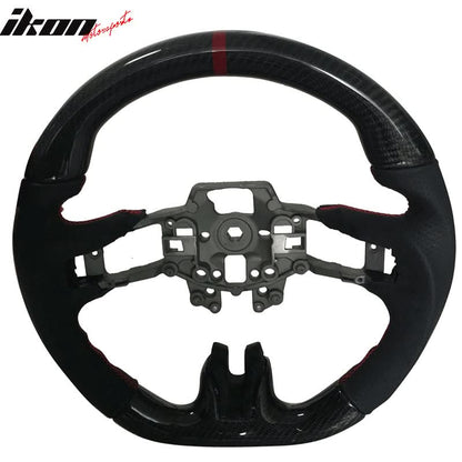 2015-2017 Mustang V4 Matte Steering Wheel Red Ring CF Real Leather