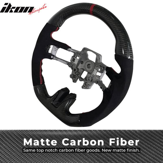 2015-2017Â Ford Mustang V3 Steering WheelMatte CF Synthetic Suede Red R