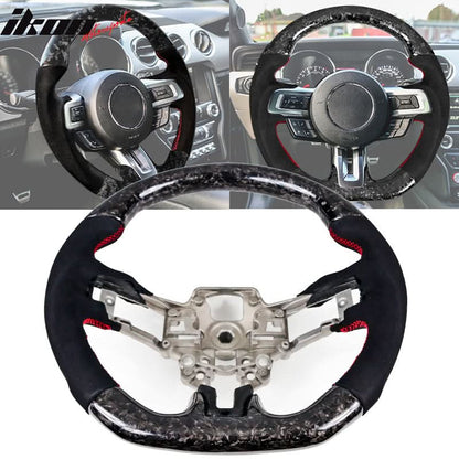 2018-2023 Ford Mustang V1 Steering Wheel w/ Red Stitching Carbon Fiber
