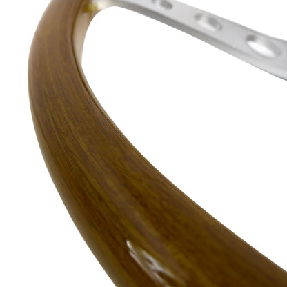 370mm Wood Grain Style 2" Deep Dish Aluminum 3-Spoke Wooden/Plastic Steering Wheel