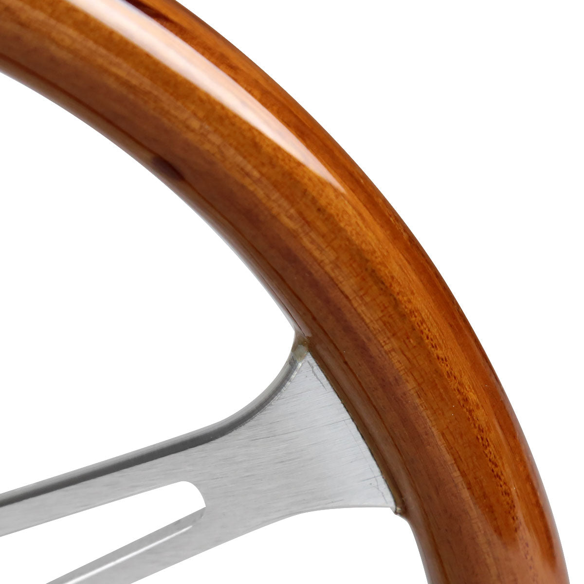 380mm 2" Deep Dish Aluminum 3-Spoke Wood Plastic Composite Steering Wheel