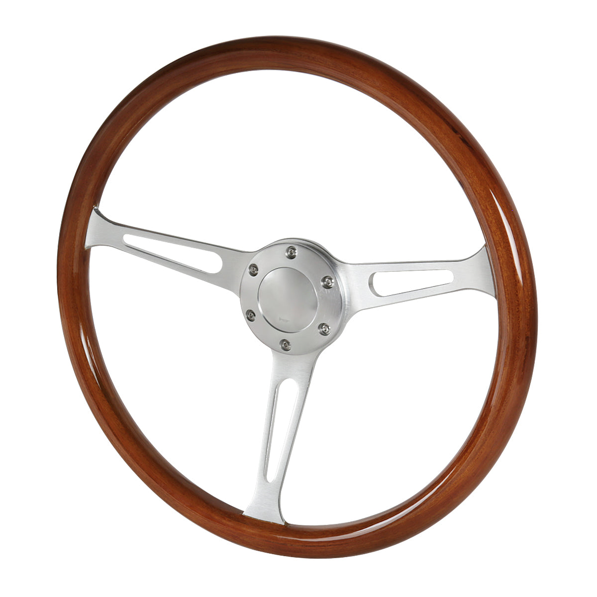380mm 2" Deep Dish Aluminum 3-Spoke Wood Plastic Composite Steering Wheel
