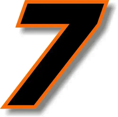 Custom Race Number Vinyl Sticker – Square Font, Black & Orange Border | 5 Sizes, Digits 0–9