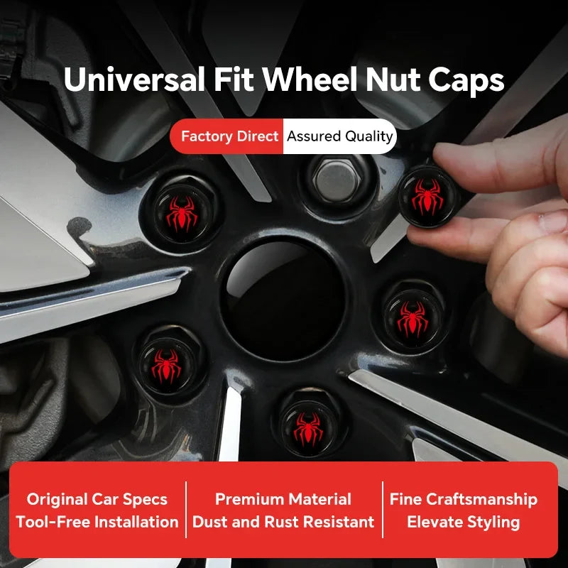 20Pcs Universal Black Car Wheel Hub Nut Protective Caps | ABS Rust Proof Waterproof Tire Nut Covers