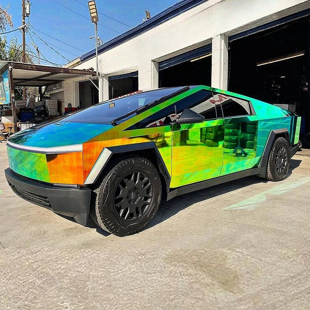 Precut Color Change PPF for Tesla Cybertruck (2024–2026) | DIY Black & Glacier Blue PET Film