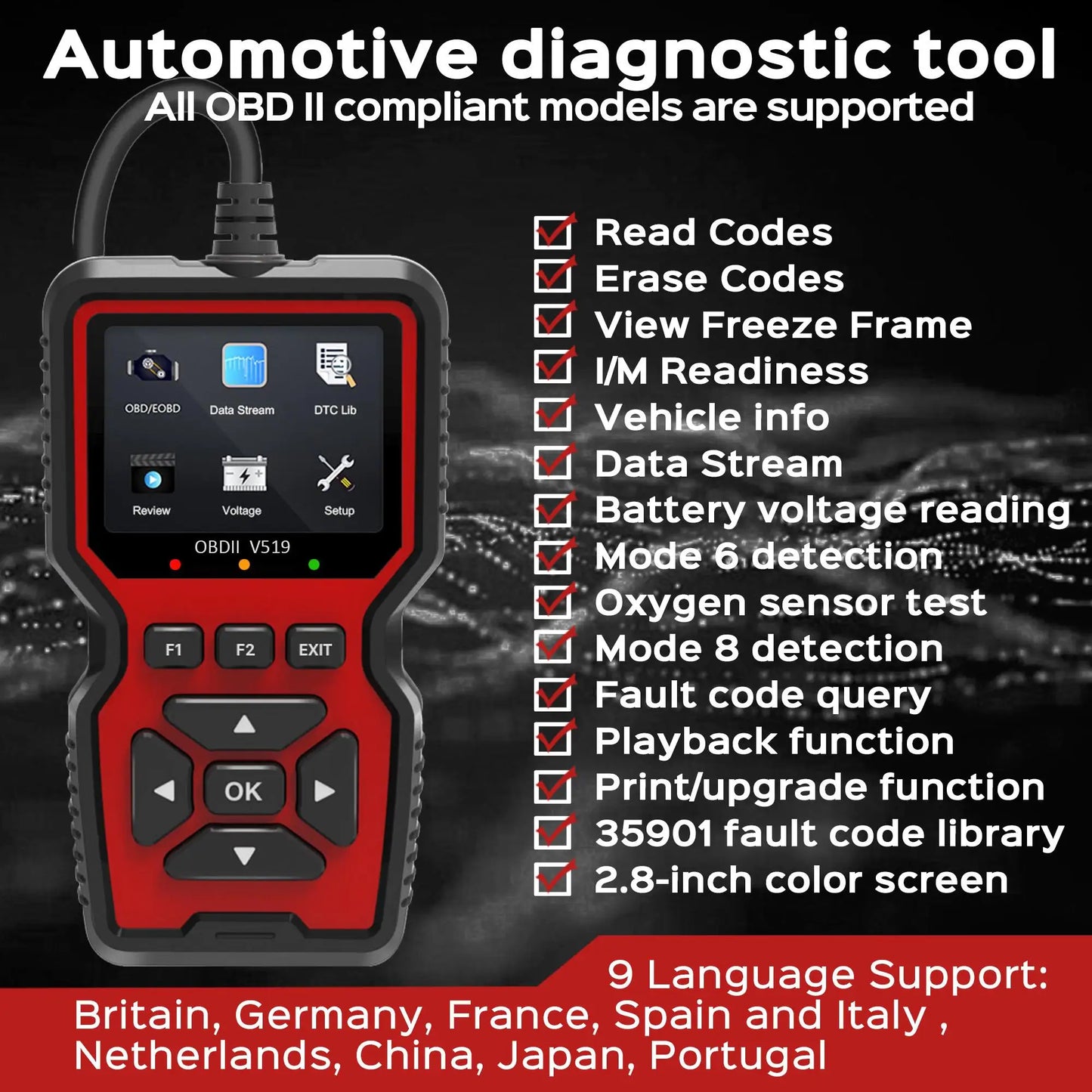 GEN PERFORMANCE OBD2 Scanner Live Data Professional Mechanic OBDII Diagnostic Code Reader Tool