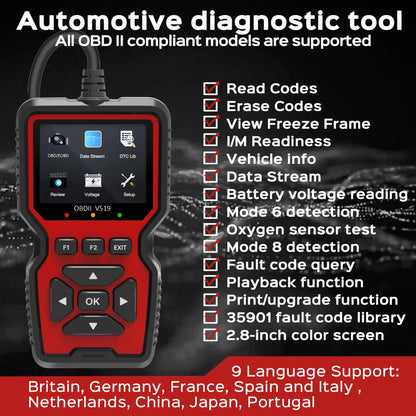 GEN PERFORMANCE OBD2 Scanner Live Data Professional Mechanic OBDII Diagnostic Code Reader Tool