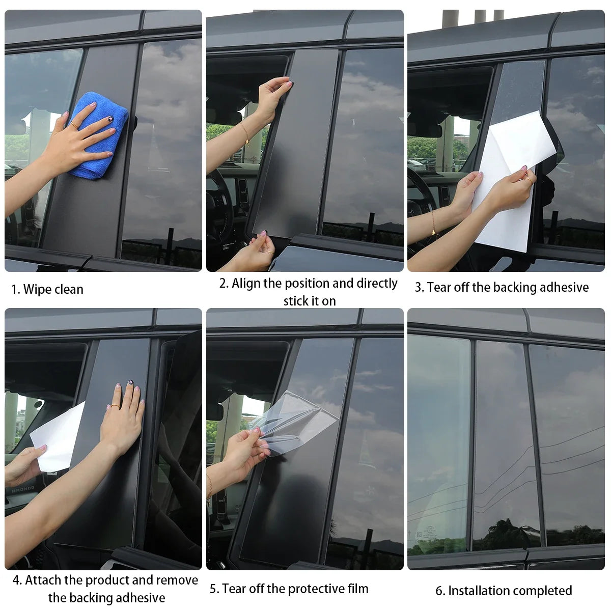 Door, Window & B-Pillar Decorative Sticker Kit for Ford Bronco | Vinyl Trim Decal Set