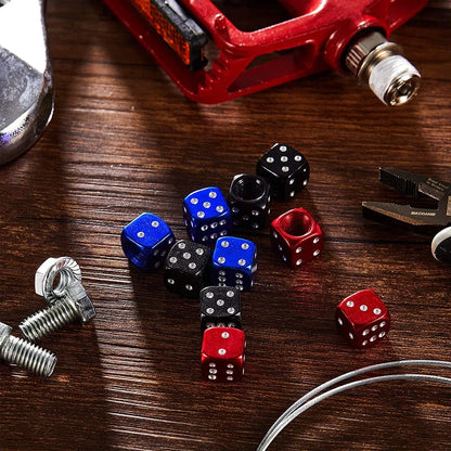 AUTCOAT Aluminum Tire Valve Caps | Dice Wheel Stem Dust Cover for Car Truck Motorcycle Bike