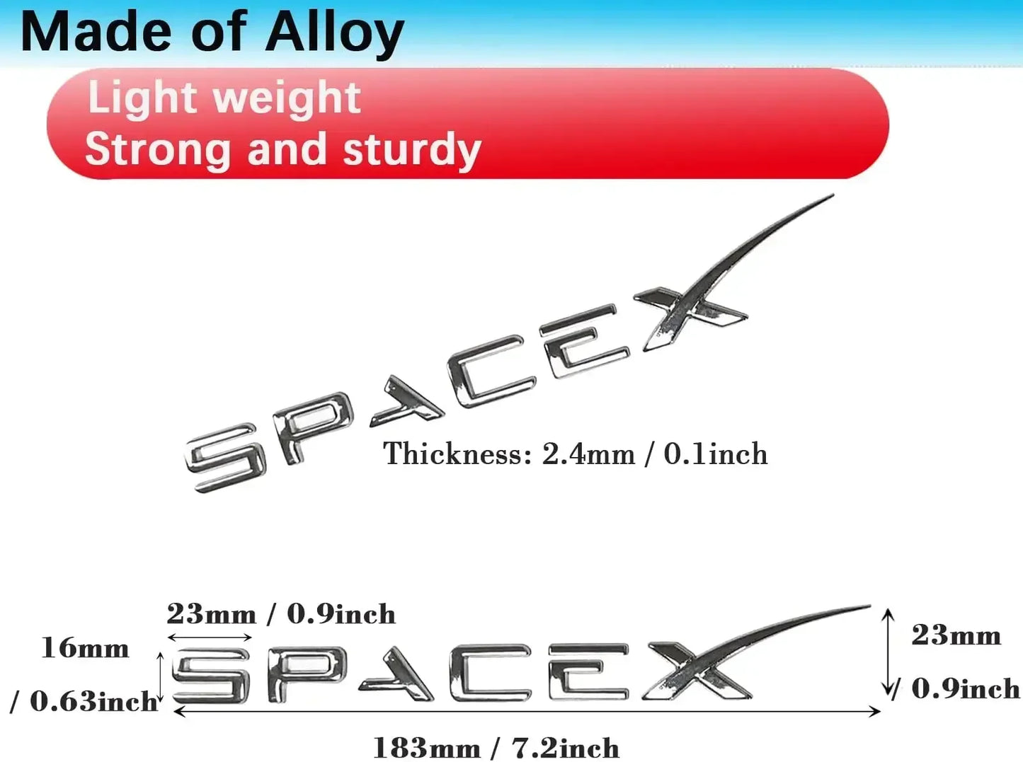 3D ABS SPACEX Letter Emblem Badge for Tesla Rear Tailgate / Trunk | Car Sticker