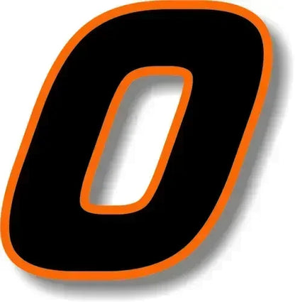 Custom Race Number Vinyl Sticker – Square Font, Black & Orange Border | 5 Sizes, Digits 0–9