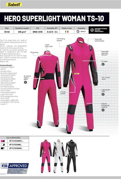 Sabelt Hero Superlight Womens TS-10 Driver Race Suit