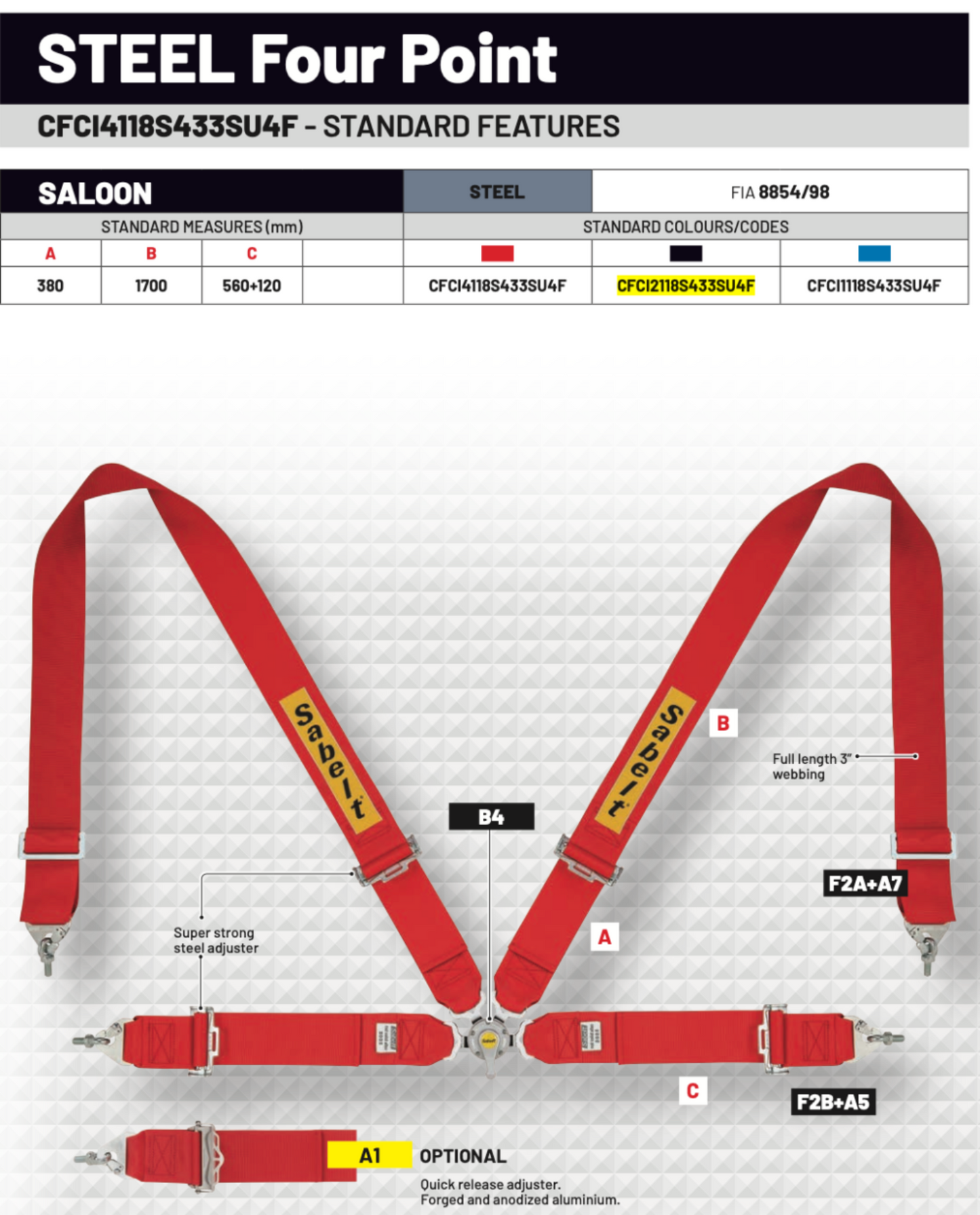 Sabelt Steel Saloon 4 Point Harness