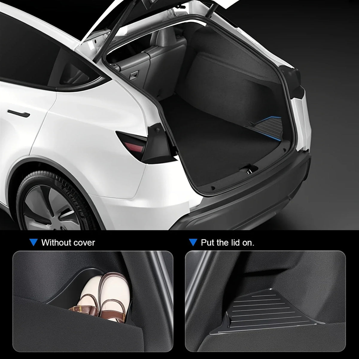 Tesla Model Y 2025 Juniper Left and Right Rear Trunk Storage Box | Lid Partition Organizer