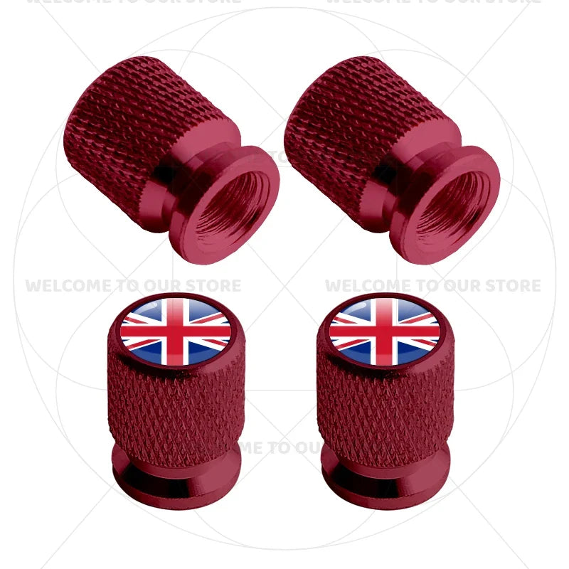 Aluminum Tire Valve Caps Sweden Union Jack Flag 4 Pcs