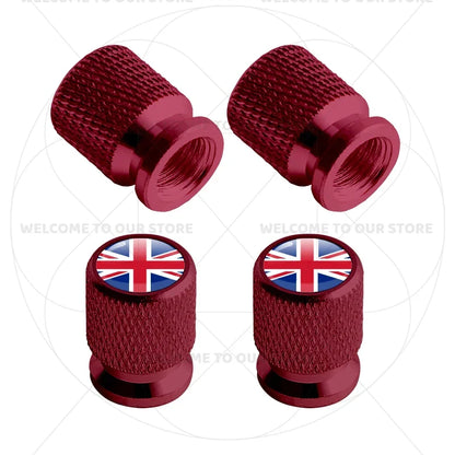 Aluminum Tire Valve Caps Sweden Union Jack Flag 4 Pcs