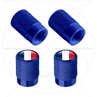 4Pcs Aluminum Tire Valve Caps with Germany France Italy Flag Emblems