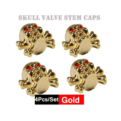 DSYCAR 4Pcs Skull Tire Valve Caps | Universal Dustproof Stem Caps