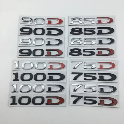 Rear Boot Trunk Tailgate Emblem Badge for Tesla Model 3 / S / X / Y | 75D 85D 90D 100D Sticker