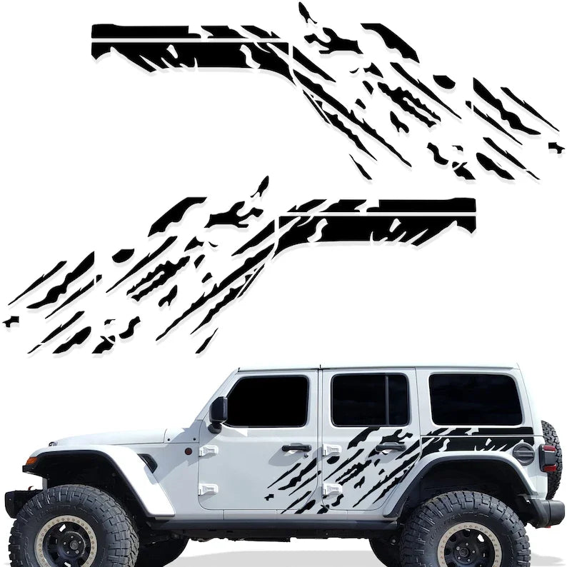 Jeep Wrangler JL 4-Door "Splash" Side Graphics Kit – 3M Vinyl Decal Wrap | 2018–2021 | Both Sides | 5 Colors