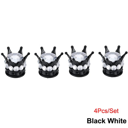 Rhinestone Chrome Crown Tire Valve Stem Caps for Cars, Bikes & Motorcycles