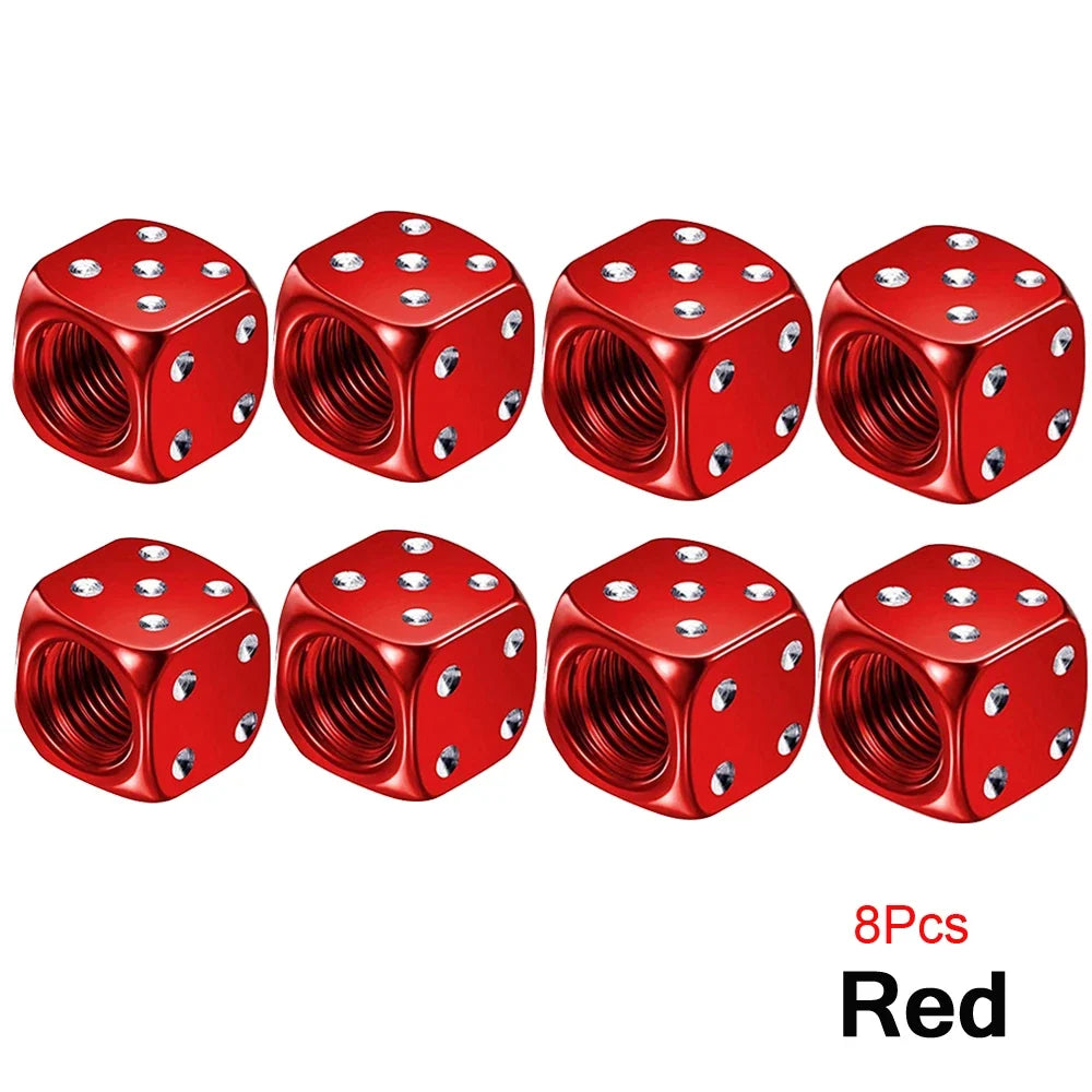 AUTCOAT Aluminum Tire Valve Caps | Dice Wheel Stem Dust Cover for Car Truck Motorcycle Bike