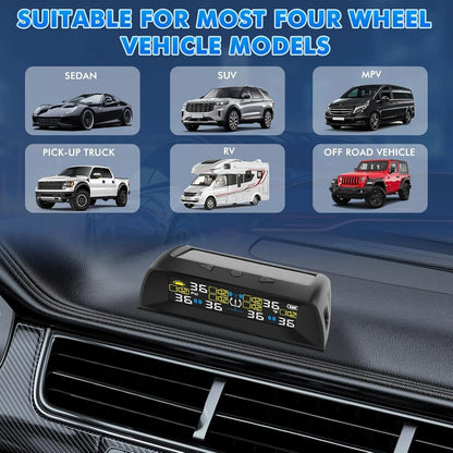 4/6 Sensors TPMS Tire Pressure Monitoring System | Solar Wireless Car Tire Pressure Monitor