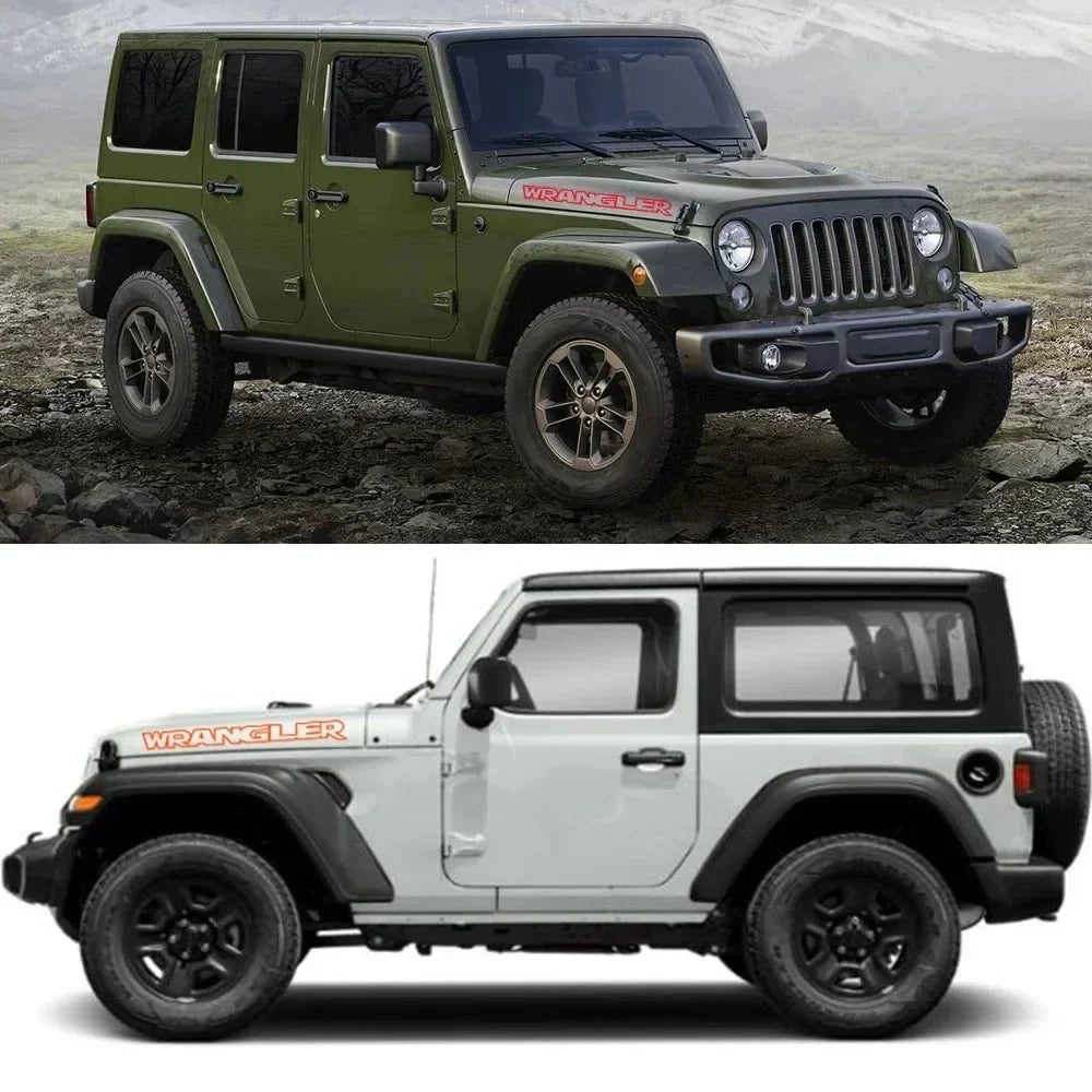 Jeep Wrangler Hood & Side Vinyl Decal – Motor Graphic Bonnet Sticker | JK, JL, TJ, Unlimited