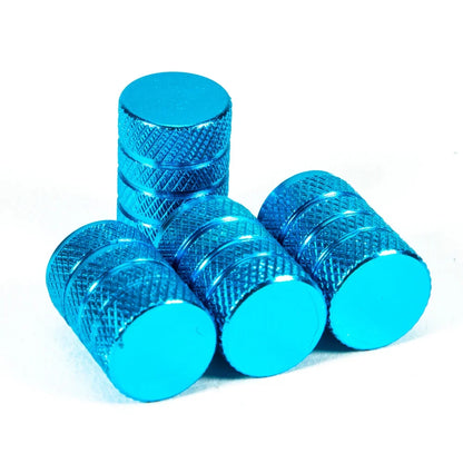DSYCAR 4Pcs Silver Aluminum Knurling Tire Valve Stem Caps | US Schrader Compatible