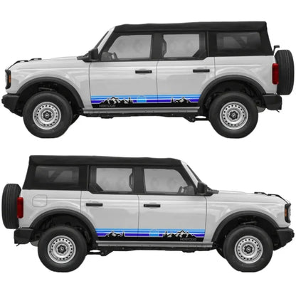 Retro Sunset Mountain Stripe Door Decal for Ford Bronco | Classic Side Vinyl Graphics