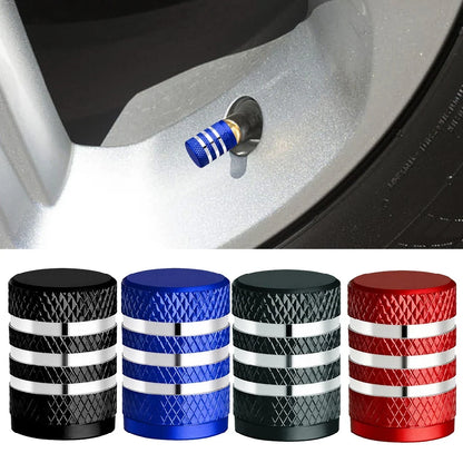 4PCS Metal Tire Valve Stem Caps with Plastic Liner | Leak-Proof, Corrosion Resistant