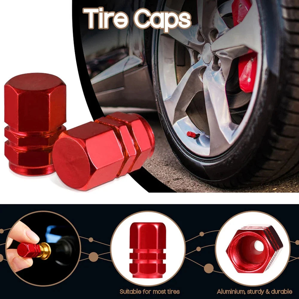 Aluminum Alloy Tire Valve Caps | 5 or 10 Pack Waterproof Dustproof Stem Covers