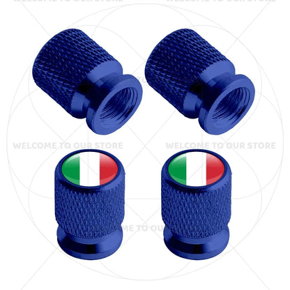 4Pcs Aluminum Tire Valve Caps with Germany France Italy Flag Emblems