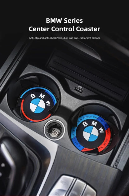 BMW Silicone Anti-Slip Car Coaster / Cup Mat 2-Piece Set for 1 / 3 / 4 / 5 Series, X3 / X5 / X7 (F20 / F40 / G01 / G02 / G05 / G22 / G30 / G32)