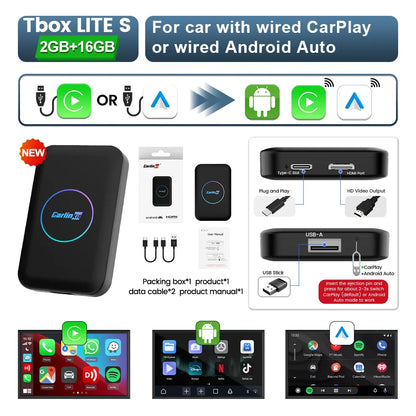 Wireless CarPlay & Android Auto Adapter with Netflix & YouTube