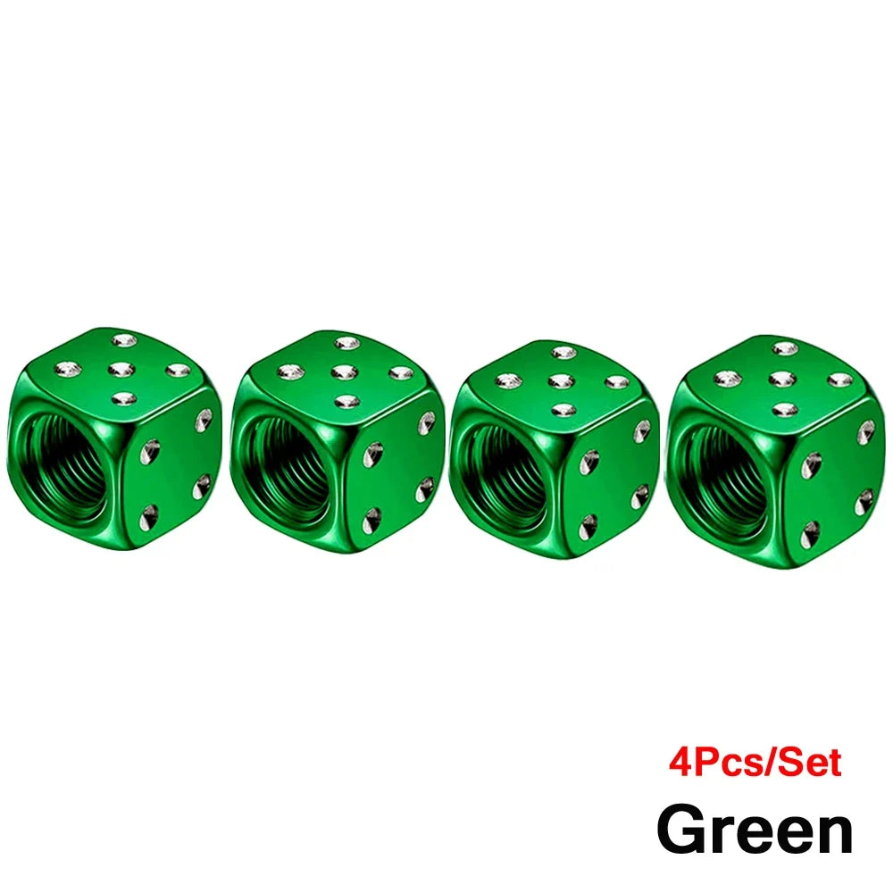 AUTCOAT Aluminum Tire Valve Caps | Dice Wheel Stem Dust Cover for Car Truck Motorcycle Bike