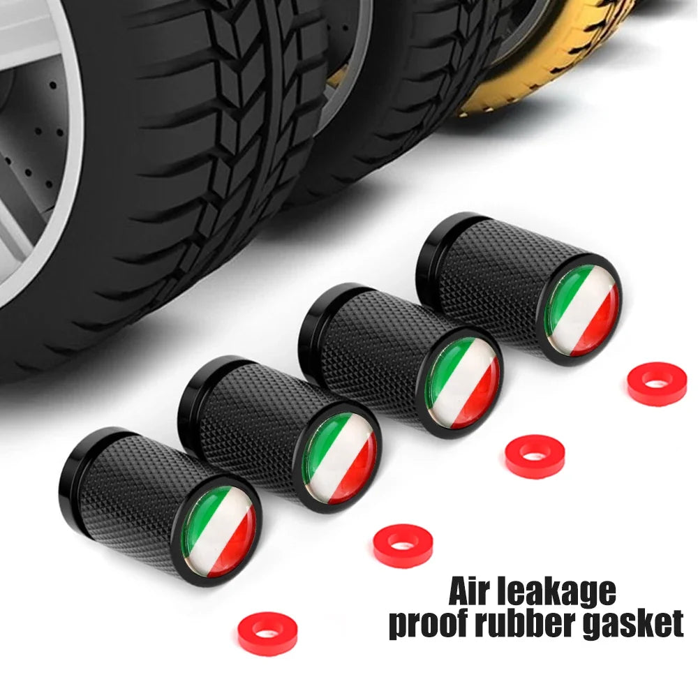 4Pcs Italy Flag Aluminum Alloy Valve Stem Caps