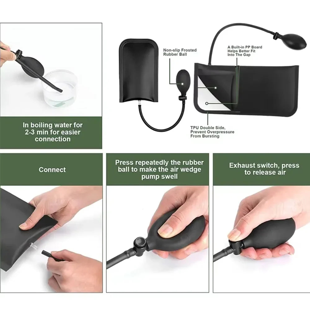 Car Door Tool Kit with Air Wedge Pump and Long Reach Grabber