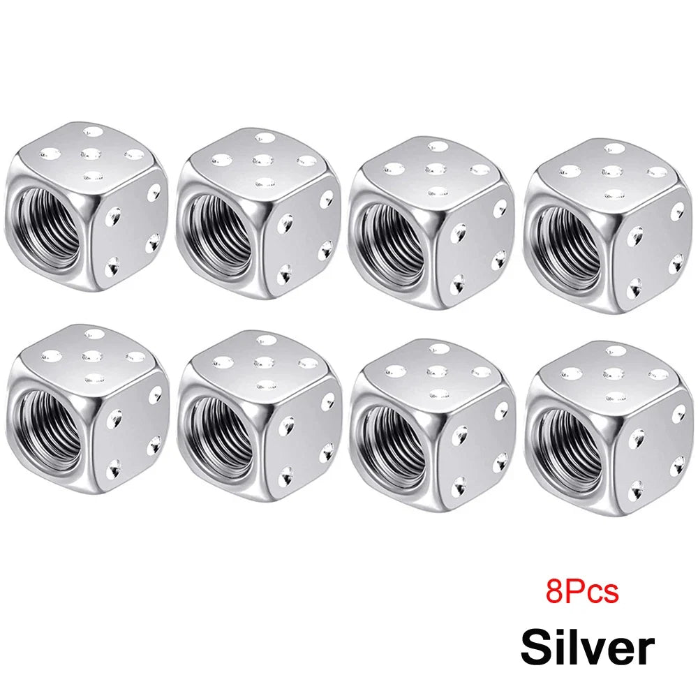 AUTCOAT Aluminum Tire Valve Caps | Dice Wheel Stem Dust Cover for Car Truck Motorcycle Bike