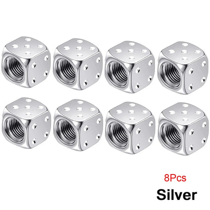 AUTCOAT Aluminum Tire Valve Caps | Dice Wheel Stem Dust Cover for Car Truck Motorcycle Bike