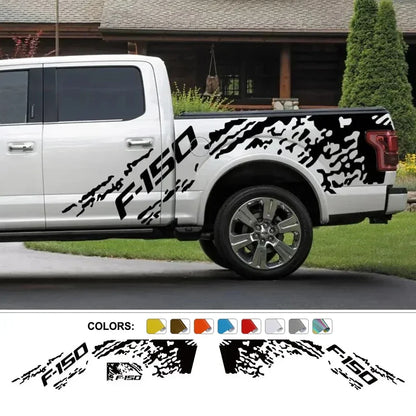 Ford F-150 Raptor Body Side Graphic Kit – Splash Grunge Vinyl Decal Set (3 Pcs) | 12 Finishes