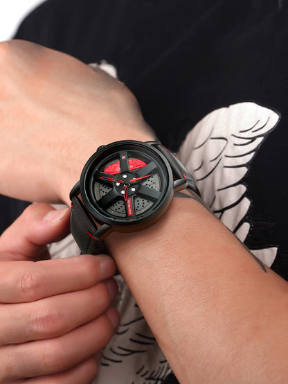 GEN PERFORMANCE Rotating Wheel Hub Quartz Watch – Leather or Stainless Steel Band – 3ATM Water Resistant