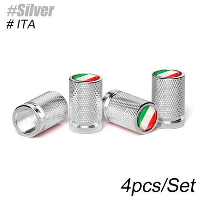 4Pcs Italy Flag Aluminum Alloy Valve Stem Caps